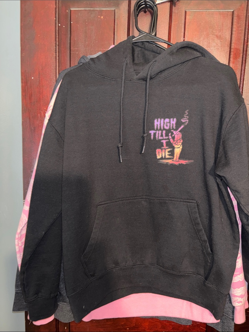 Black 'High Till I Die' Graphic Pullover Hoodie